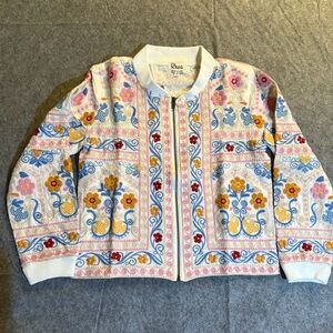 Rhea Embroidered Floral Quilted Jacket NWT – Multicolor Boho India Medium